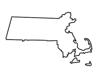 Esboço do estado de Massachusetts: Mapa Clipart SVG, PNG (Download digital)