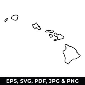 Hawaii State Outline SVG, Hawaii Map Clipart, Hawaii Outline PNG, Digital Download files for Cricut, Silhouette Cut Files