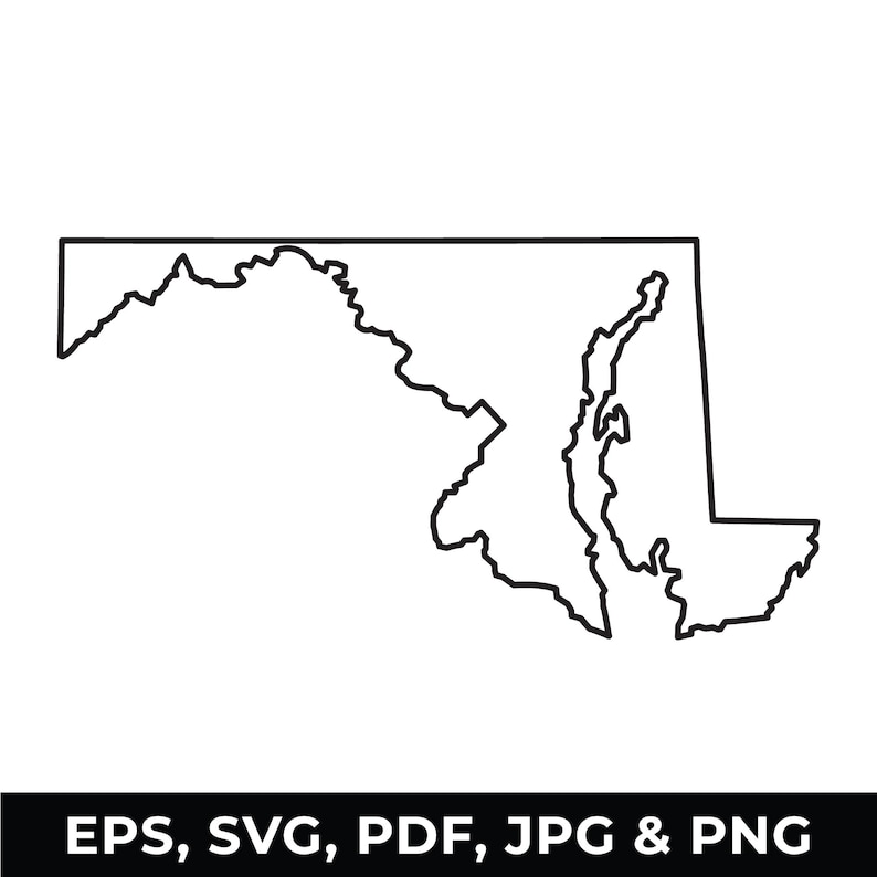 Maryland State Outline SVG, Maryland Map Clipart, Maryland Outline PNG ...