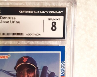 Jose Uribe 1991 Donruss Baseball Card - Blue Red Accent RARE 1991 DONRUSS BASEBALL #375 JOSE URIBE TRIPLE ERROR CARD  main image 3
