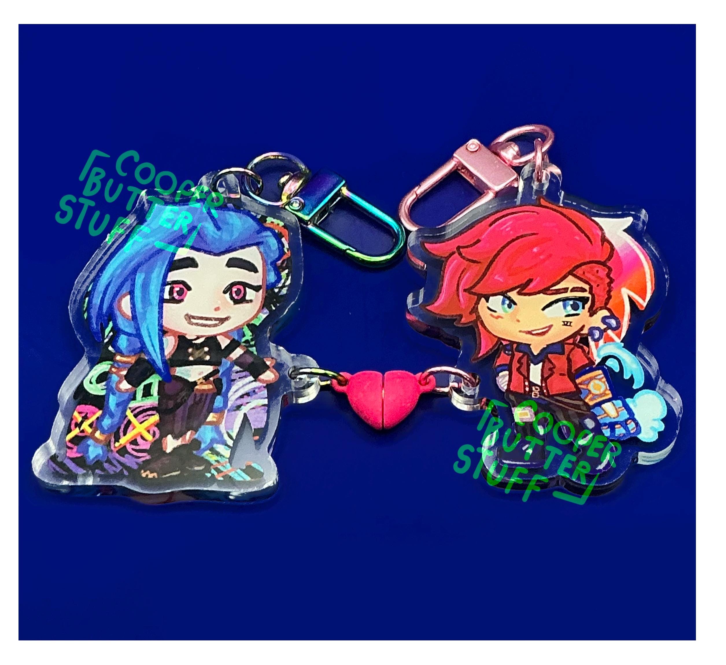 Arcane Duo Keychain | Cooperbutterstuff Magnetic Jinx, Vi, Caitlyn