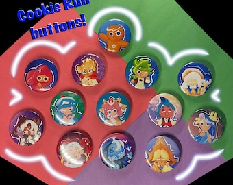 Cookie Run button pins shadow Milk pure vanilla candy apple ginger brave