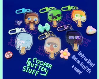 Minecraft popsicle keychains CooperButterStuff 2 inch video game derpy charms