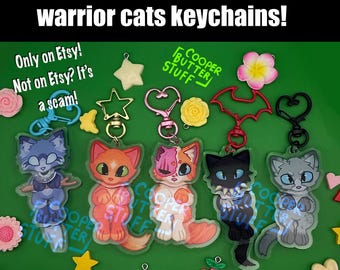 Warrior battle cats inspired swinging scourge fire star ash fur bright heart keychain CooperButterStuff
