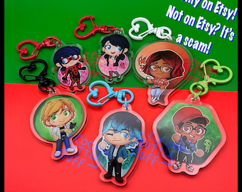 Bug and cat hero show inspired fanart CooperButterStuff keychains double sided!