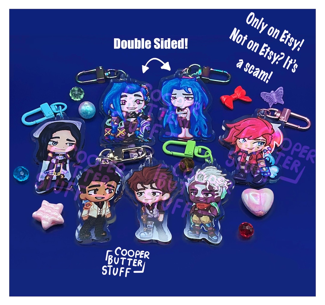 Arcane Character Keychains Jinx Vi Powder Ekko Cooperbutterstuff
