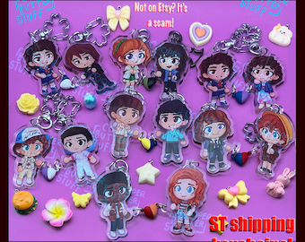 ST mix and match ship pair keychains things CooperButterStuff byler ronance steddie Lumax 80s horror retro show