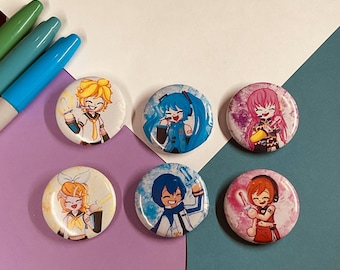 Vocaloid hatsune miku button pin fanart