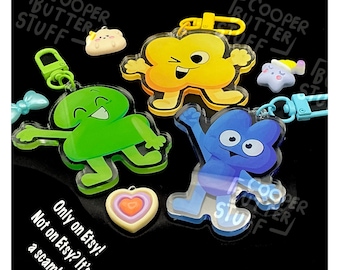 bfb BFDI keychains  object show CooperButterStuff four x two 4 2