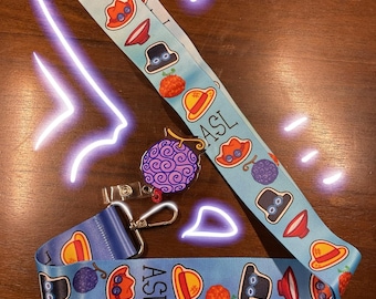 One piece ASL inspired ocean pirate anime lanyard gum gum devil fruit