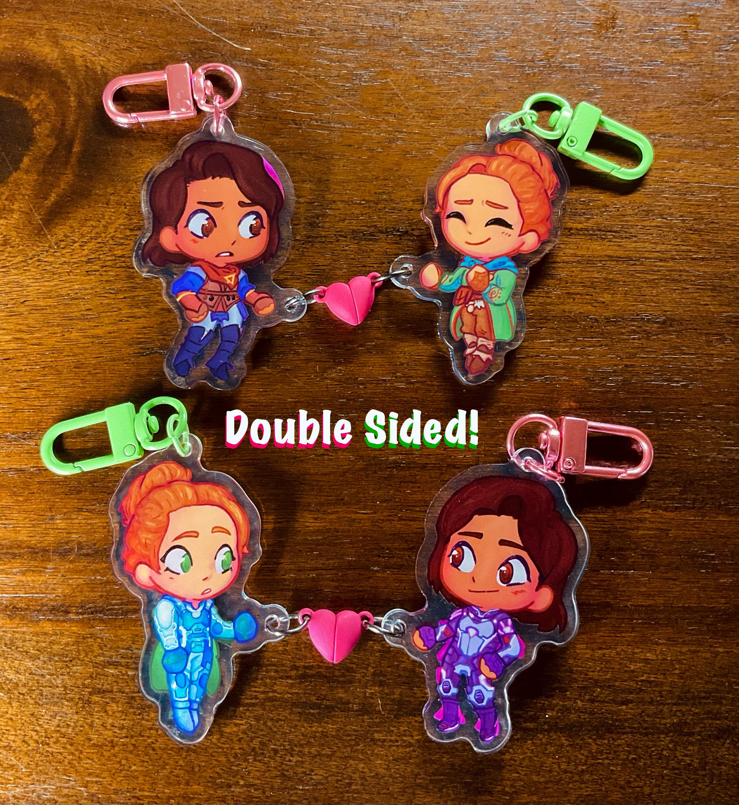Split Fiction Heart Magnets Friendship Romantic Keychains Pair Set
