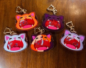 Cat shaker keychain charm multicolored variants cute kawaii kitty