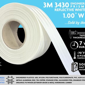 3M 3430 Engineer Grade Prismatic Reflective Tape (EGP), White, 1.00&quot; Wide, Sold by the Yard!