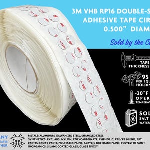 3M VHB RP16 Double-Sided Adhesive Circles, 0.500&quot; Diameter, Sold by the Circle!