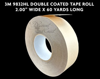 3M 9832HL Double Coated Tape Roll, Clear, 2.00" Wide x 60 Yards Long, The Only Double Coated Tape You'll Ever Need!
