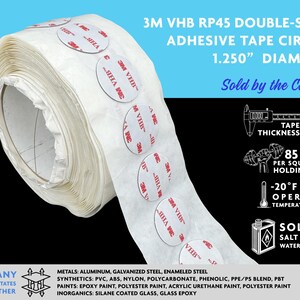 3M VHB RP45 Double-Sided Adhesive Circles, 1.250&quot; Diameter, Sold by the Circle!