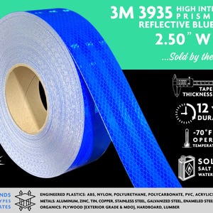 3M 3935 High Intensity Prismatic Reflective Tape (HIP), Blue, 2.50&quot; Width, Sold by the Yard!