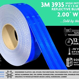 3M 3935 High Intensity Prismatic Reflective Tape (HIP), Blue, 2&quot; Width, Sold by the Yard!