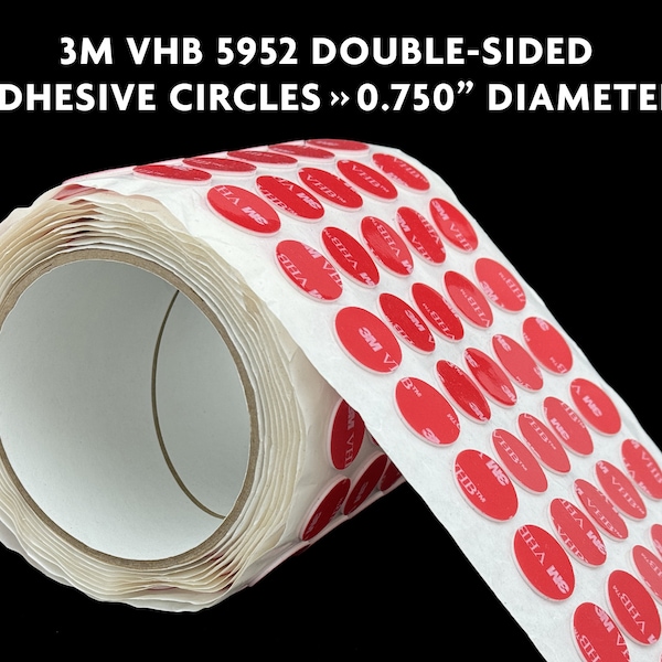 3M VHB 5952 Double-Sided Adhesive Circles >> 0.750" Diameter, White