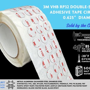 3M VHB RP32 Double-Sided Adhesive Circles, 0.625&quot; Diameter, Sold by the Circle!