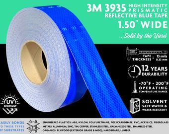 Sold by the Yard: 3M 3935 High Intensity Prismatic Reflective Tape (HIP), Blue, 1.50" Width