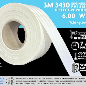 3M 3430 Engineer Grade Prismatic Reflective Tape (EGP), White, 6.00 Wide, Sold by the Yard!