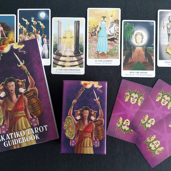 Hekatiko Tarot Deck - Hekate tarot, 78 cards + guidebook, Indie tarot deck, RWS based, Divination, Hecate, Hekatean, Hecatean, Tarot cloth