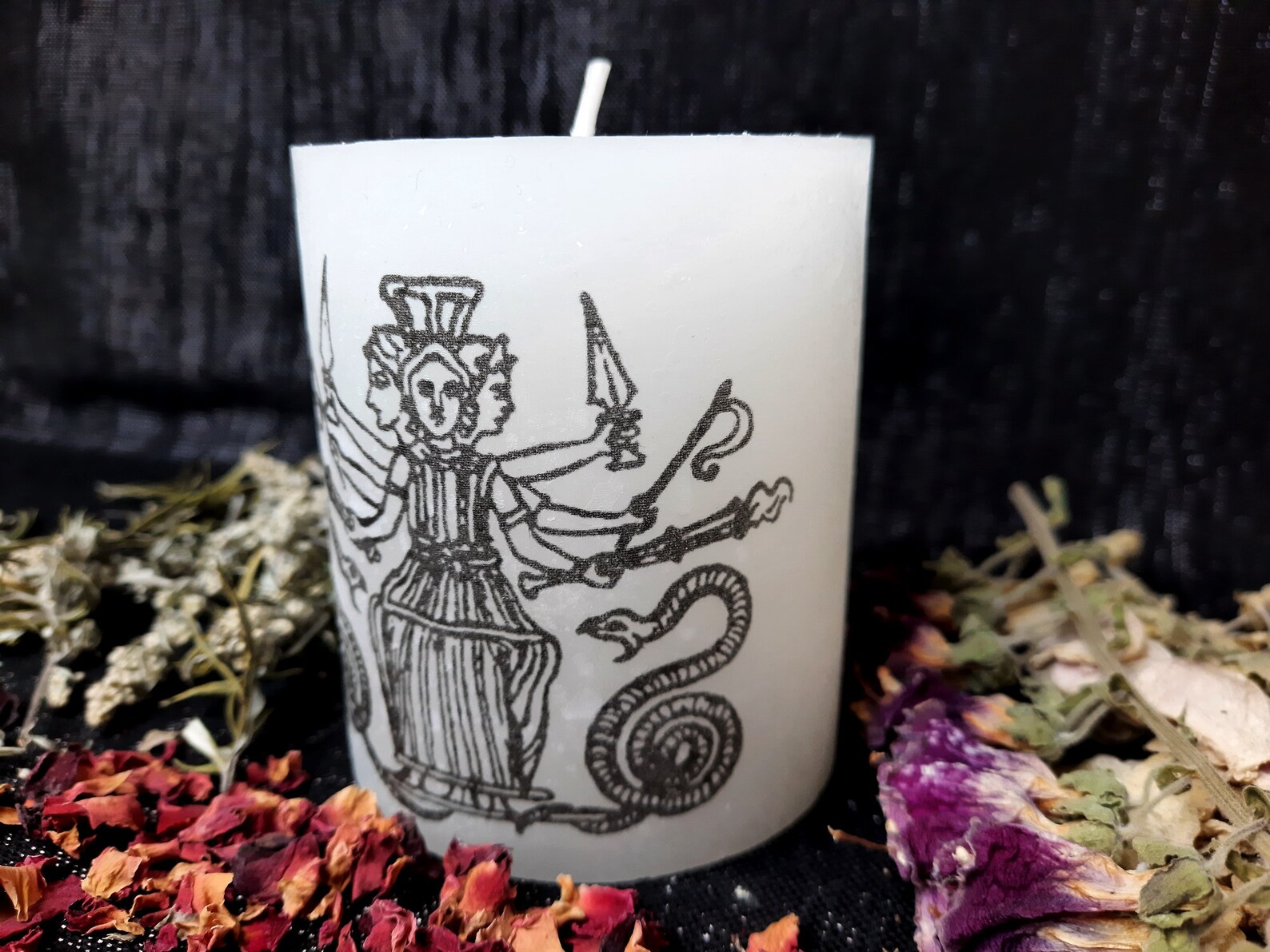 Triple Hekate Brimo Pillar Candle Hecate 8 Cm X 6.8 Cm Soy Etsy