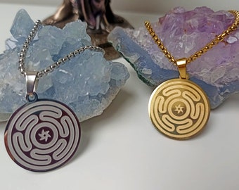 Hekate Strophalos Ketting - Zilver of Gouden - Hecate, Symbool, Hanger, Roestvrij staal, Hekatean heks, Hecatean