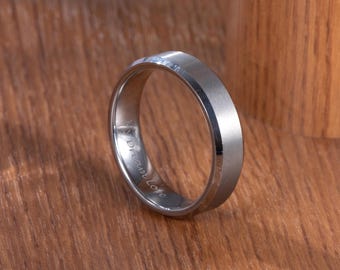 Silver Tungsten Ring, Silver Wedding Band, Men's Tungsten Ring, Engagement Tungsten Ring,Polished Tungsten Ring, Anniversary Gift