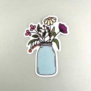 Mason Jar and Wildflowers Sticker