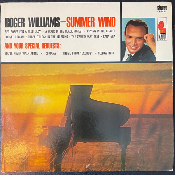 Vinyle vintage - Roger Williams - Summer Winds and Your Special Requests - Pop/Easy Listening - KS 3434 - Kapp Records - 1965 - VG+