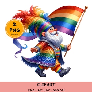 LGBTQ Pride Gnom Clipart, Regenbogen Pride Gnom PNG, LGBT Pride Sublimationsdesign, digitaler Download, kommerzielle Nutzung