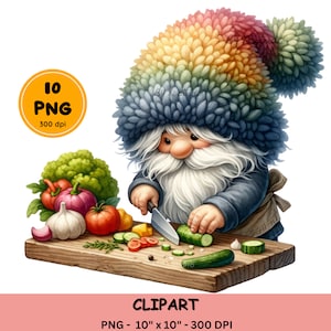 Cooking gnome clipart, Kitchen gnomes illustration, Gnome sublimation design, cook gnomes png, Cuisine Gnome, digital download