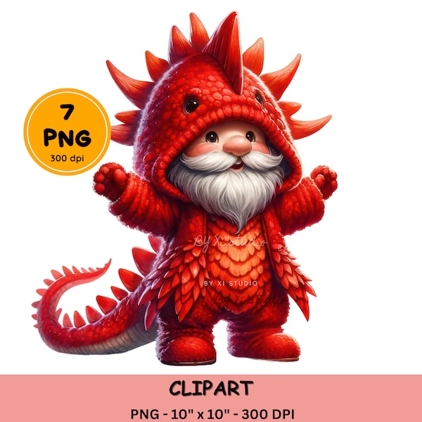 Watercolor Dinosaur Gnome Clipart, Cute Gnome Sublimation Design, Gnome Nursery Decor PNG, digital download file