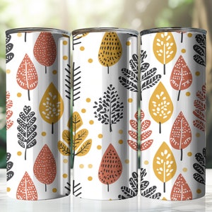 Boho Leaves 20oz Tumbler Wrap - Diseño de sublimación de plantas / Leaf Tumbler Wrap PNG para vasos rectos y cónicos
