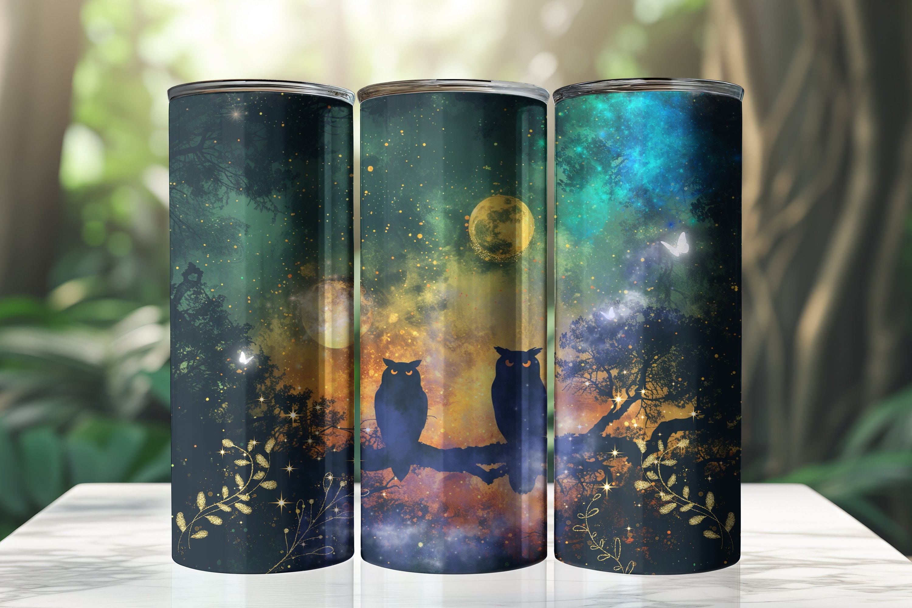 Celestial Owl, Moon, Universe, Mythology, Astrology, night sky, star, 20oz Tumbler Wrap, Skinny &amp
