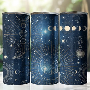 Melkweg, astrologie, nachtelijke hemel, ster, planeet, maan, 20oz skinny tuimelaar sublimatie ontwerp, taps toelopende en rechte tuimelaar wrap, digitale PNG