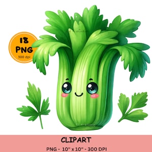 Clipart di verdure Kawaii dell'acquerello, Clipart di verdure carine, png di cibo carino, sublimazione di verdure dei cartoni animati, download digitale, alimenti agricoli
