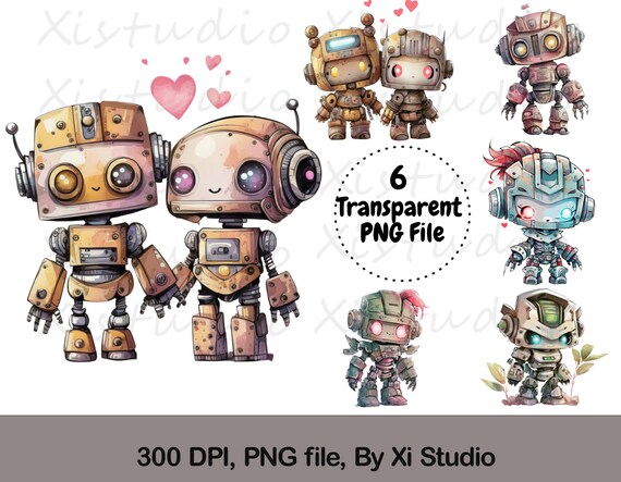 Cute Robots Clipart Digital Download Robots PNG Sublimation -  Portugal