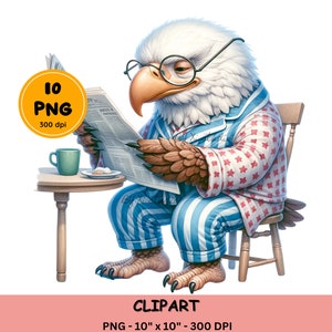 Imágenes Prediseñadas de periódico de lectura de animales de Safari, ilustración de animales de pijama, animales divertidos leyendo PNG, gordito de dibujos animados lindo, animales de abuelo