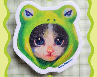 Froggy Cat Vinyl Sticker