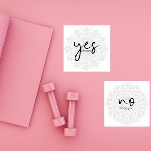 Cartes de consentement imprimables mandalas | Cartes d'assistance/d'ajustement à téléchargement numérique | Oui Non Cartes de fitness | Outils pour professeur de yoga Pilates