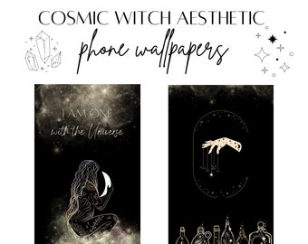Cosmic Witch Aesthetic Phone Wallpapers | Instant Download Wallpaper | Witchy Background | Celestial Witch Aesthetic | Dark Feminine Art