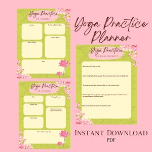 Pink Lotus Yoga Practice Planner | Yoga Journal | Yoga Class Print | Yoga Teacher Aid | Instant Download PDF | Yoga Prompts | Yoga Tracker