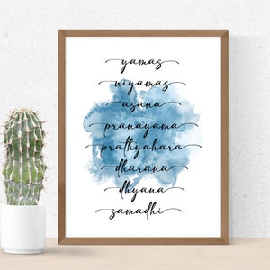 8 Limbs of Yoga Watercolor Word Art Printable | Yoga Digital Download ...