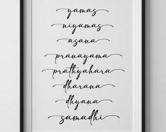 8 Glieder des Yoga Word Art Printable | Yoga Digitaler Download | Yoga-Studio-Dekor | Sofortiger Download Acht Glieder Yoga Poster |