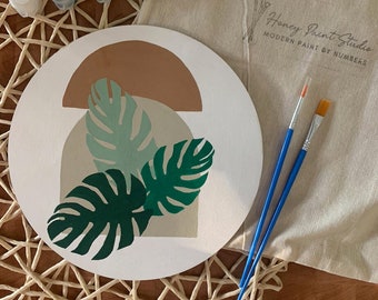 Monstera Leaves - Paint by Number Kit, DIY Paint by Number, Modern Art, Craft, Paint and Sip