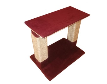 Handmade Twin Cat Scratching Post with Sisal Rope & Platform
