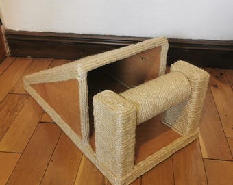 Slanted Cat Scratch Post With Roller Toy By Playtime4Pets